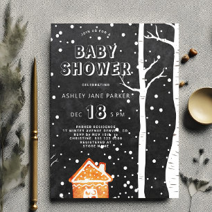 Winters woud sneeuwvlokken baby shower kaart
