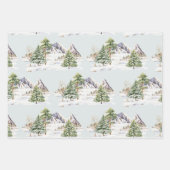 Winterscape Tree Mountains Kerstvakantie Inpakpapier Vel (Voorkant 3)