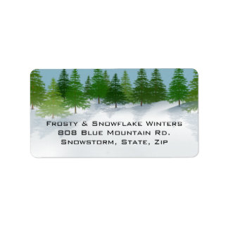 Winterscène adresetiketten etiket