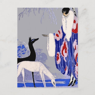 “Winterscene” Art Deco door George Barbier Briefkaart