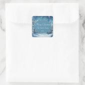 Winterscène Blauw Wit Kerst sticker (Tas)