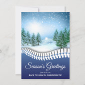 Winterscène Blue Chiropractic Feestdagenkaart (Voorkant)