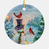 Winterscene Cardinals Keramisch Ornament (Achterkant)