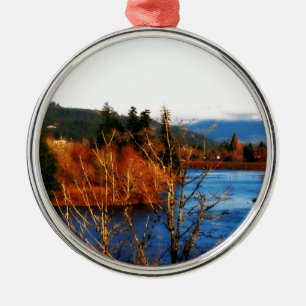 Winterscène Columbia Gorge Metalen Ornament