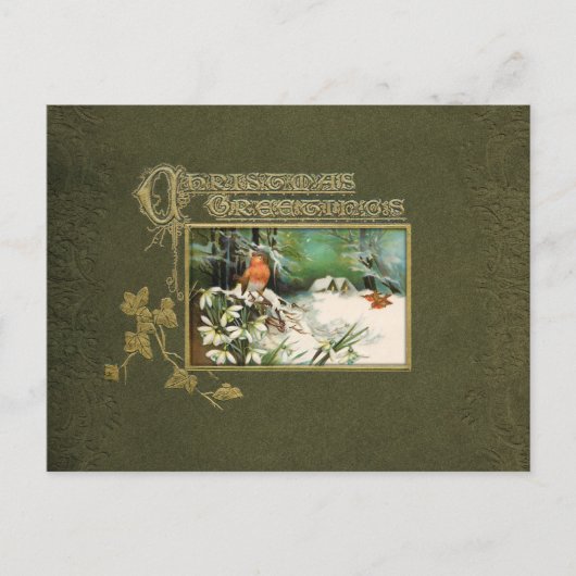  winterscène en kerstbegroeting feestdagenkaart (Voorkant)