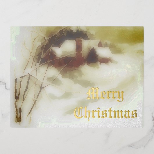  winterscène folie feestdagen briefkaart (Voorkant)