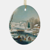 winterscène Ice Skating Holiday Kerstmis Keramisch Ornament (Rechts)