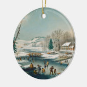 winterscène Ice Skating Holiday Kerstmis Keramisch Ornament (Links)