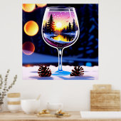 Winterscène in wijnglas voor gezellige decoratie (Keuken)