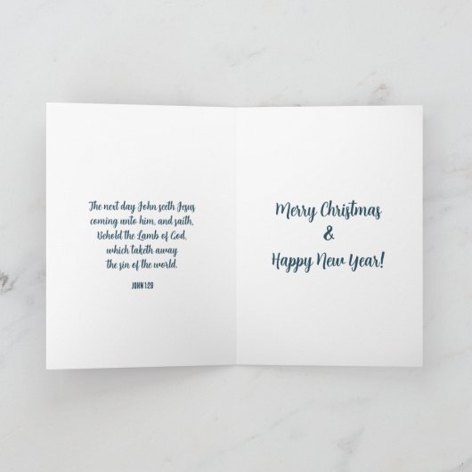 Winterscène Johannes 1:29 Lam Gods Kerstmis Kaart (Binnen)