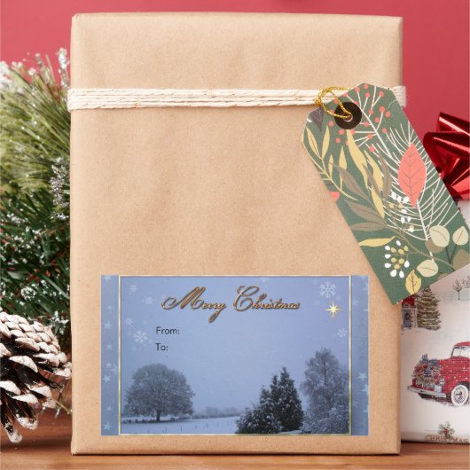 Winterscène Kerst sticker (Feestdagen)