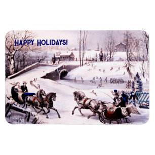  winterscène. kerstcadeau magneet