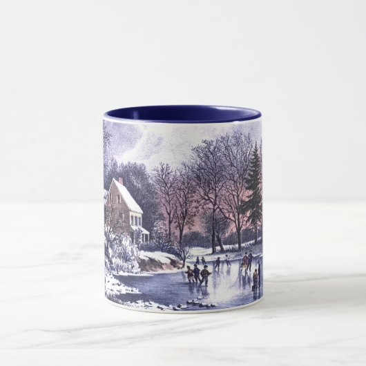 winterscène. kerstcadeau mok (Midden)