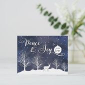 Winterscène logo voor vreugde feestdagenkaart (Staand voorkant)