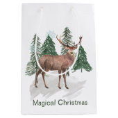 Winterscène met dennenbomen en Der Kerstmis Medium Cadeauzakje (Voorkant)