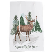 Winterscène met dennenbomen en Der Kerstmis Medium Cadeauzakje (Achterkant)