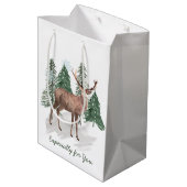 Winterscène met dennenbomen en Der Kerstmis Medium Cadeauzakje (Achterkant Gekanteld)