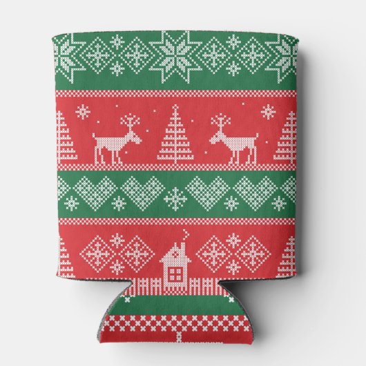 Winterscène: naadloos patroon blikjeskoeler (Achterkant)