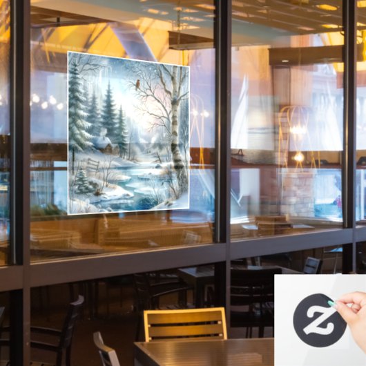 Winterscene Ramensticker Raamsticker (Restaurant Raam)