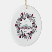  Winterscene Rode Kerk en Wreath Keramisch Ornament (Rechts)