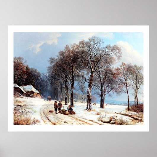 Winterscène Schilderen Poster (Voorkant)