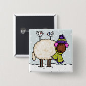winterschaap vierkante button 5,1 cm (Voorkant /achterkant)