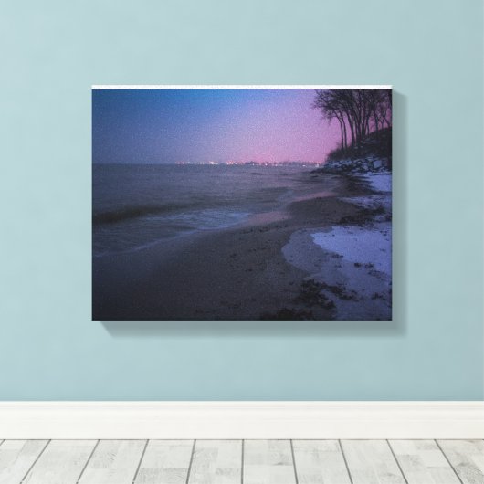 Winterschemering op het strand canvas afdruk (Insitu (Houten vloer))