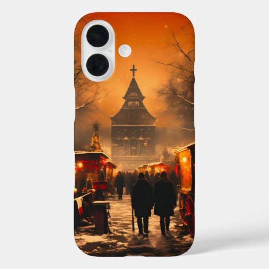  winterse besneeuwde kerstmarkt Case-Mate iPhone case (Achterkant)