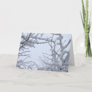 Winterse bevroren takken die de lucht omlijsten kaart