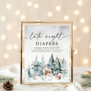 Winterse Bosland Koud Buiten Laat in de Nacht Luie Poster