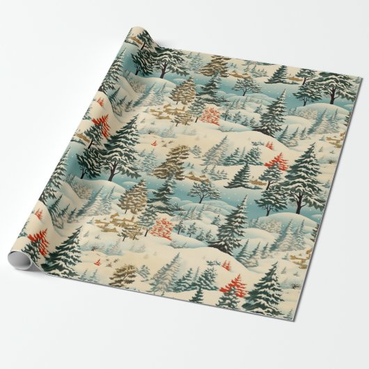 winterse haven Sneeuwlandschap Cadeaupapier (Uitgerold)