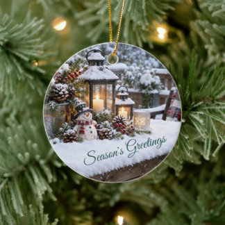 Winterse Kerst Keramisch Ornament