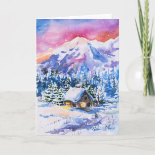 Winterse landschap feestdagen kaart