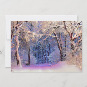 Winterse landschap met besneeuwde bomen aquarel kaart