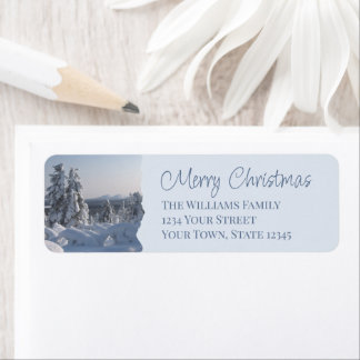 Winterse Landschaps Kerst Retouradres Etiket