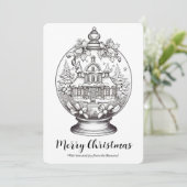 Winterse landschaps sneeuwbol Kerst kunst kleurpla Feestdagenkaart (Staand voorkant)