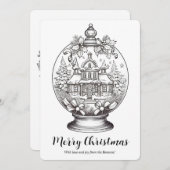 Winterse landschaps sneeuwbol Kerst kunst kleurpla Feestdagenkaart (Voorkant / Achterkant)