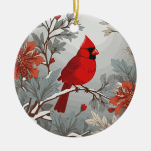 Winterse rode kardinaal vogel keramisch ornament