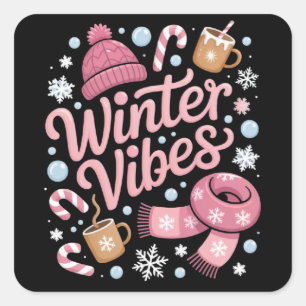 Winterse Sfeer Seizoen Koud Weer Hallo Winter Vierkante Sticker