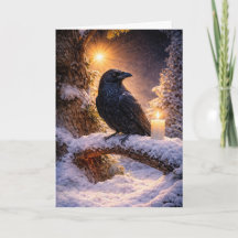 Winterse Solstitium met Raven Sneeuw en Kaars