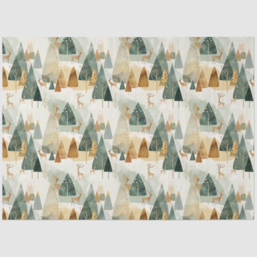 Winterse tafereel met herten tissuepapier (Voorkant)