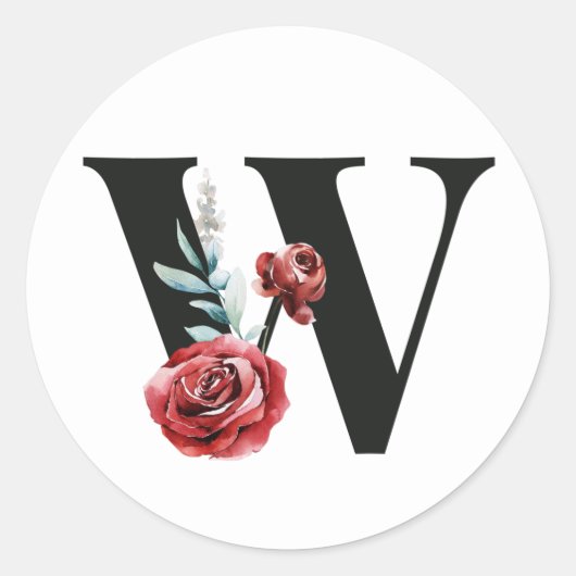 Winterse vakantie initialen sticker letter W (Voorkant)