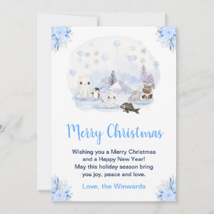Winterse Wonderland Arctische Dieren Prettig Kerst Feestdagenkaart