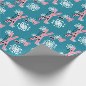 Winterskiën plezier cadeaupapier (Hoek)