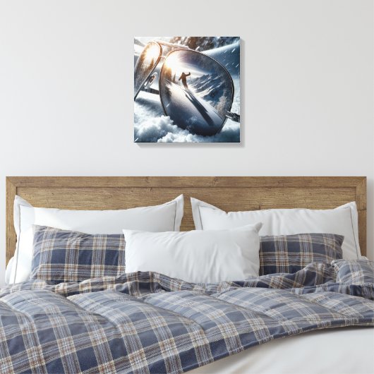 Winterskiër in zonnebril Reflectie Canvas Afdruk (Insitu (Slaapkamer))