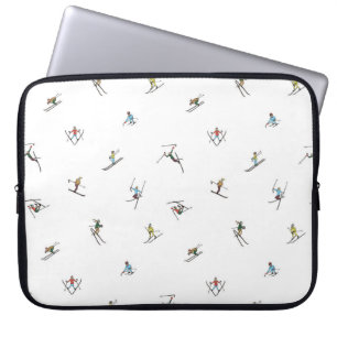 Winterskiërs in actie patroon laptop sleeve