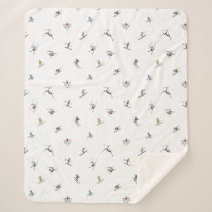 Winterskiërs in actie patroon sherpa deken