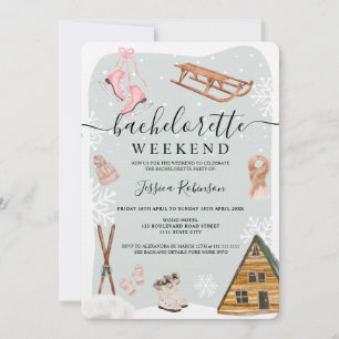 Winterskilibachelorette - weekendillustratie kaart