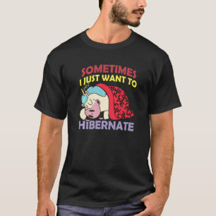 Winterslaap Ik wil een winterslaap eenhoorn dutje T-shirt