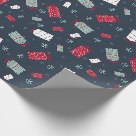 Winterslaapjes en sneeuwvlokken, kerst en feestdag cadeaupapier (Hoek)